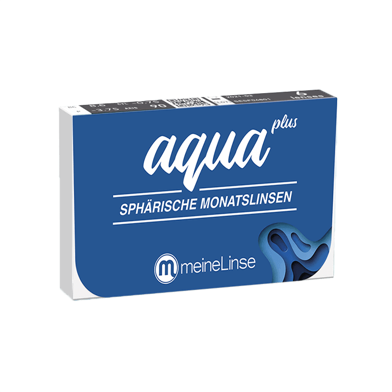 Verpackung der aqua plus sphaerischen Monatslinsen von Alcon
