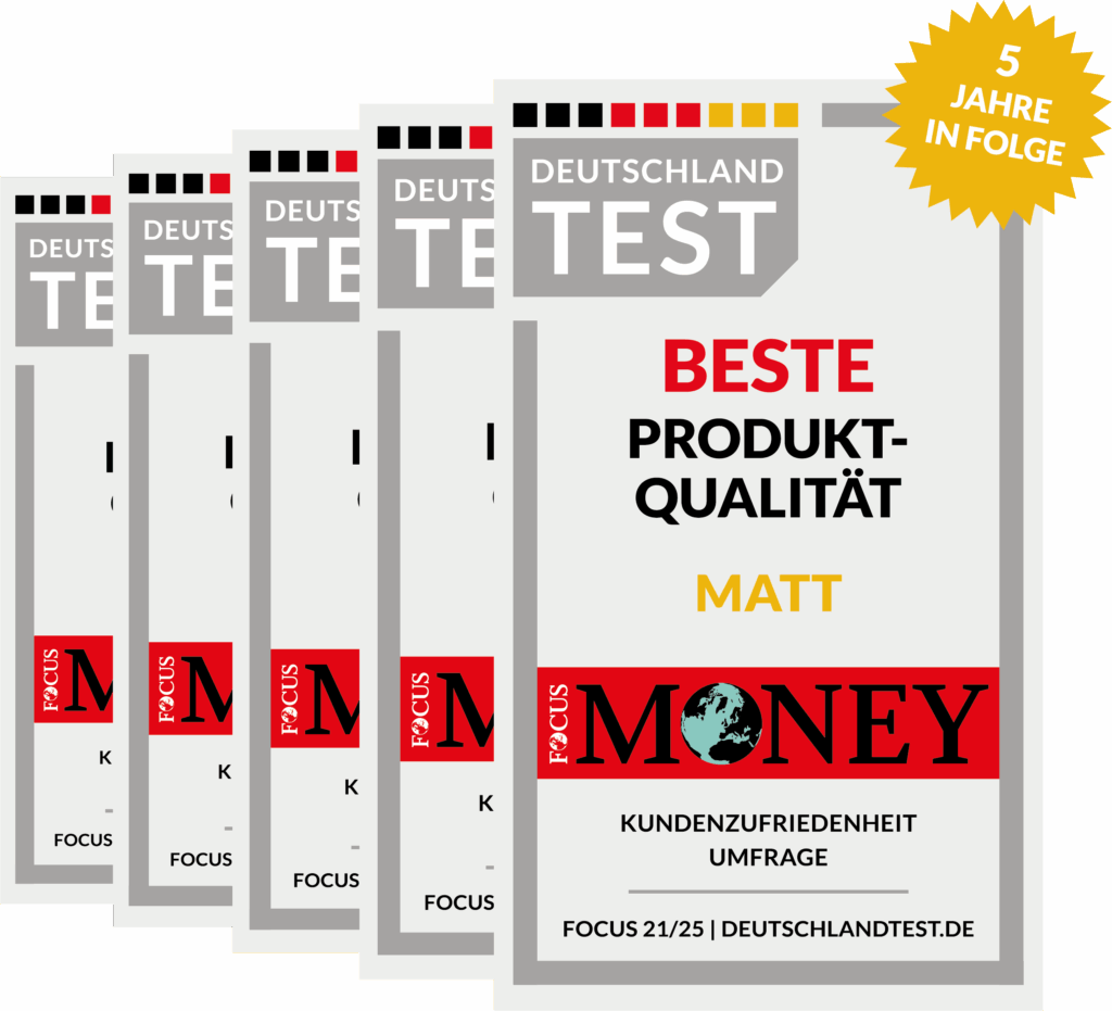 Siegel von Deutschland Test für Beste Produkt-Qualität für MATT